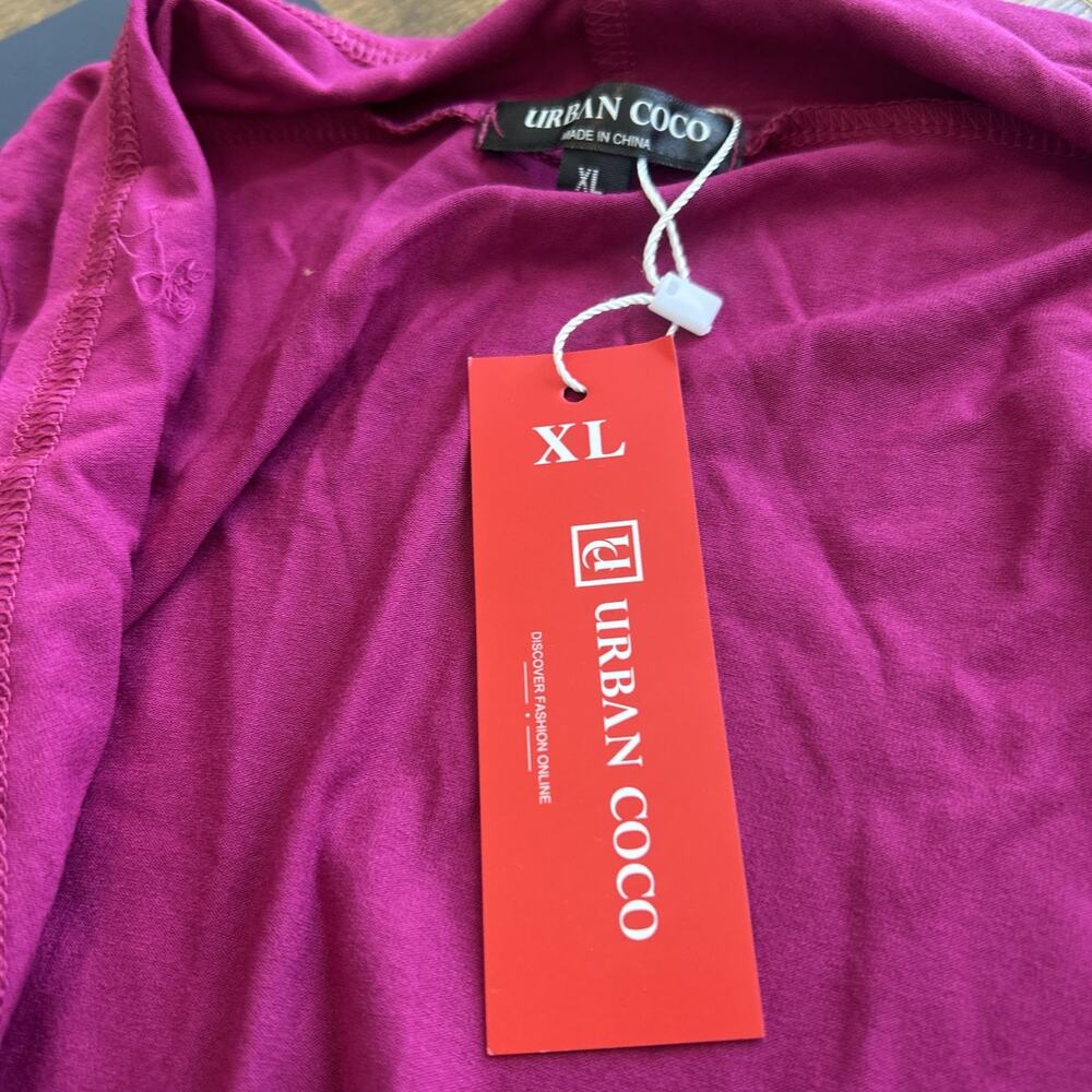 NWT Urban CoCo Women's Open Front Cardigan Long Sleeve Irregular Hem Pink XL - Picture 6 of 14